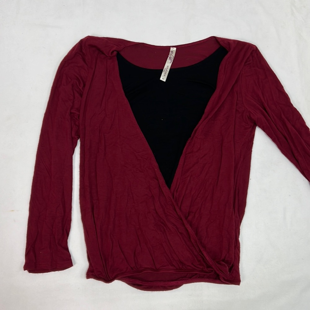 #1419 Andrea Missy Maroon & Black Comfy Sweater | Size: M